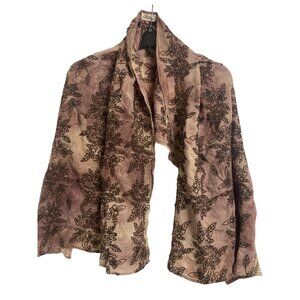 Tommy Bahama‎ Embroidered Beaded Scarf 25X56 Brown Casual